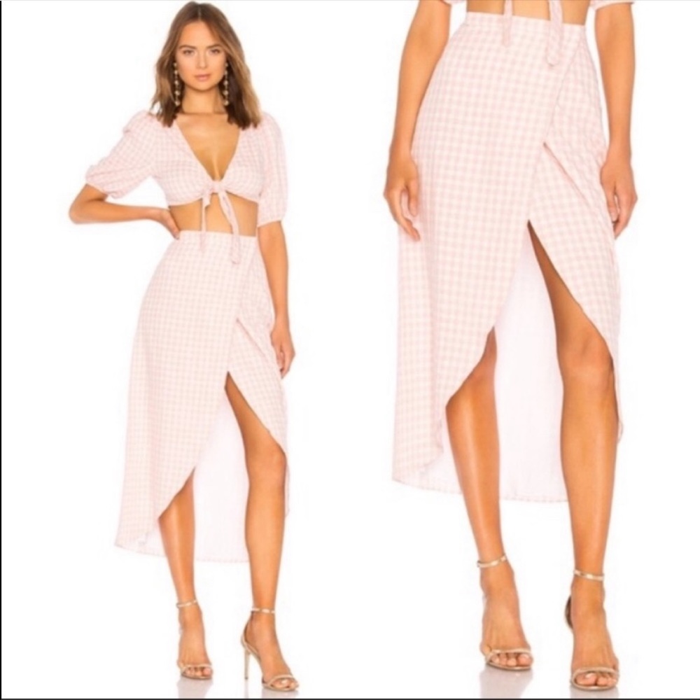 NWT LPA Revolve Gingham Pink Skirt Only